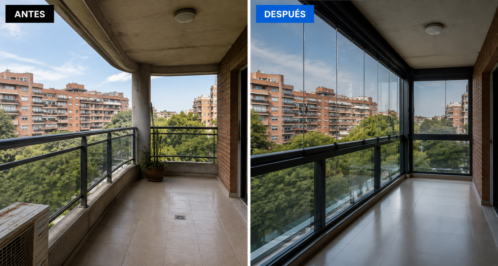 Balcón cerrado con aluminio y vidrio a medida en Buenos Aires